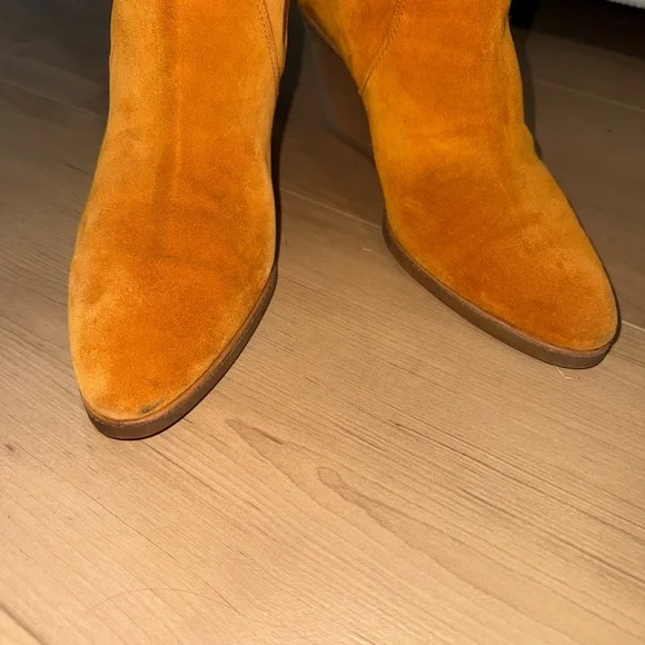 Salvatore Ferragamo orange Suede Wedge Boots - Picture 7 of 7